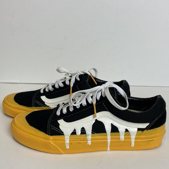 VANS NWT Drip Black Yellow White Men’s 10.5 Streetwear Custom Sneakers Skater - Picture 7 of 16